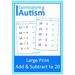 Large Print Addition & Subtraction to 20 Worksheets